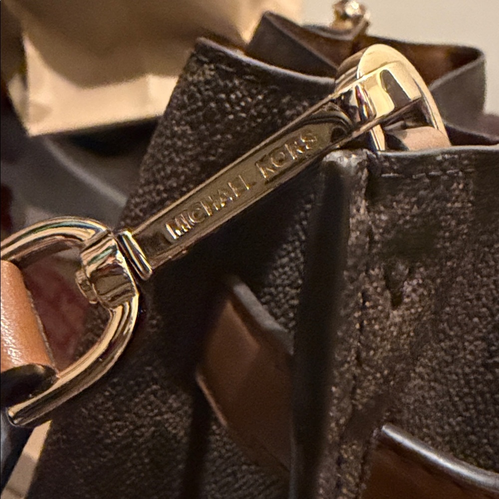 Michael Kors Brown Signature Bucket Bag with Tan Trim - Picture 7 of 7